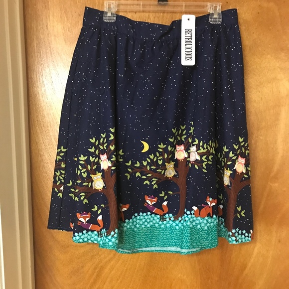 Retrolicious Dresses & Skirts - Retrolicious navy owl skirt (xl)